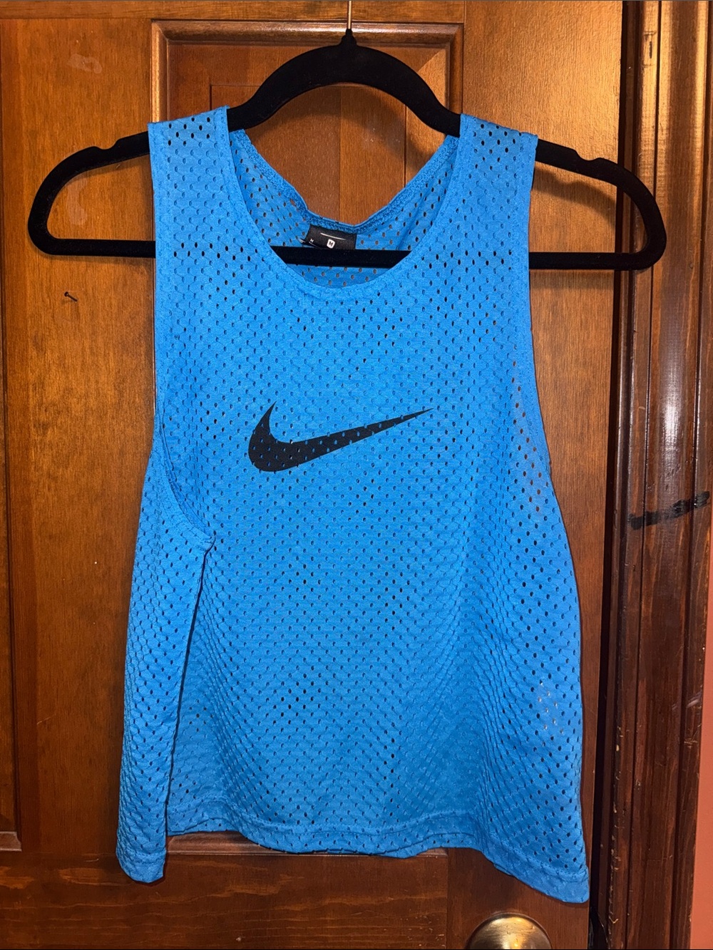Nike Bright Blue Mesh Athletic Tank with Black Swoosh